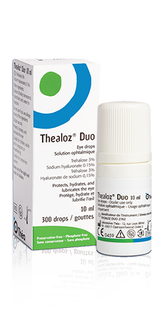 Product image of Thealoz Duo® provides bioprotection and osmotic balance to significantly alleviate dry-eye symptoms.